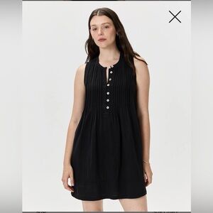 Quince 100% Organic Cotton Gauze Sleeveless Swing Dress | Black | XS